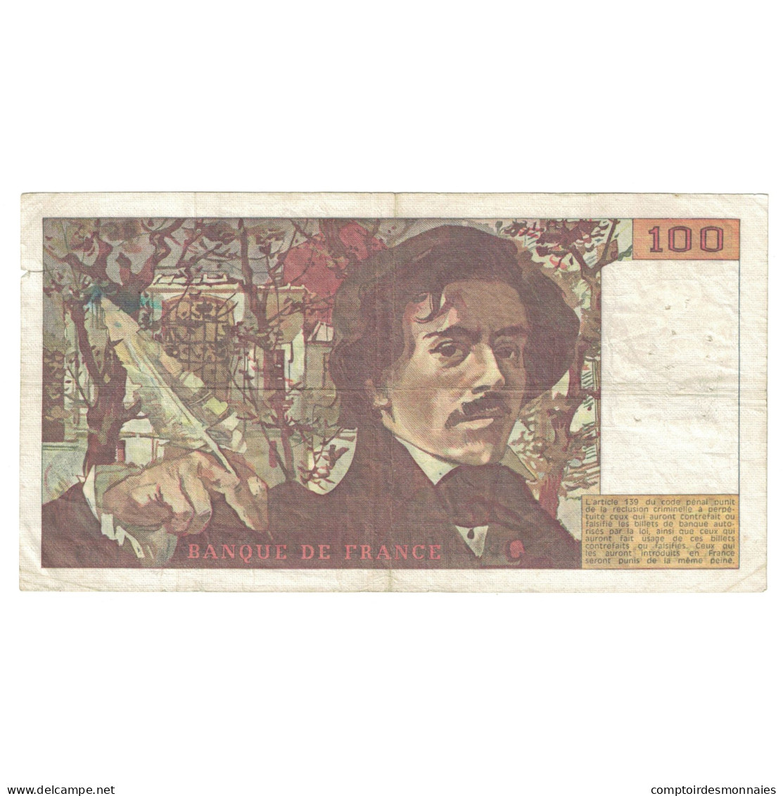 France, 100 Francs, Delacroix, 1980, 1980, TB+, Fayette:69.04b, KM:154b - 100 F 1978-1995 ''Delacroix''