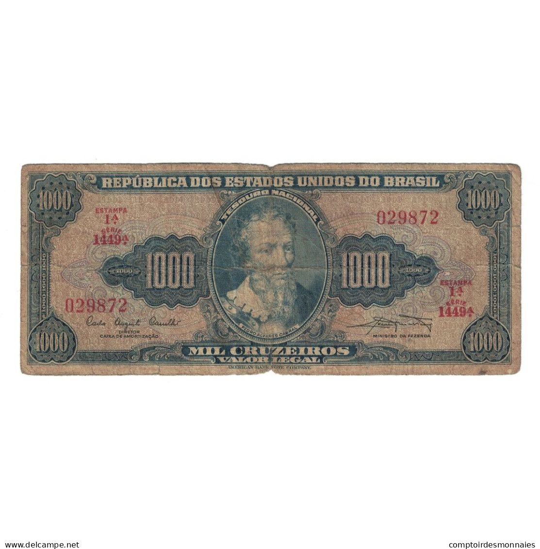 Billet, Brésil, 1000 Cruzeiros, ND(1961-1963), KM:173a, B - Brasile