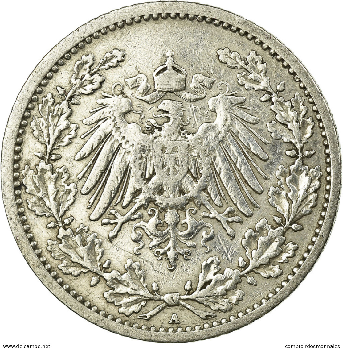 Monnaie, GERMANY - EMPIRE, 1/2 Mark, 1908, Berlin, TB, Argent, KM:17 - 1/2 Mark