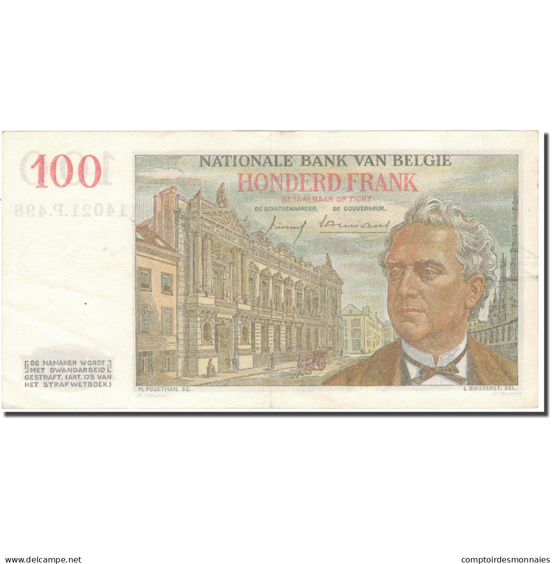 Billet, Belgique, 100 Francs, 1959, 1959-03-12, KM:129c, TTB - 100 Francs