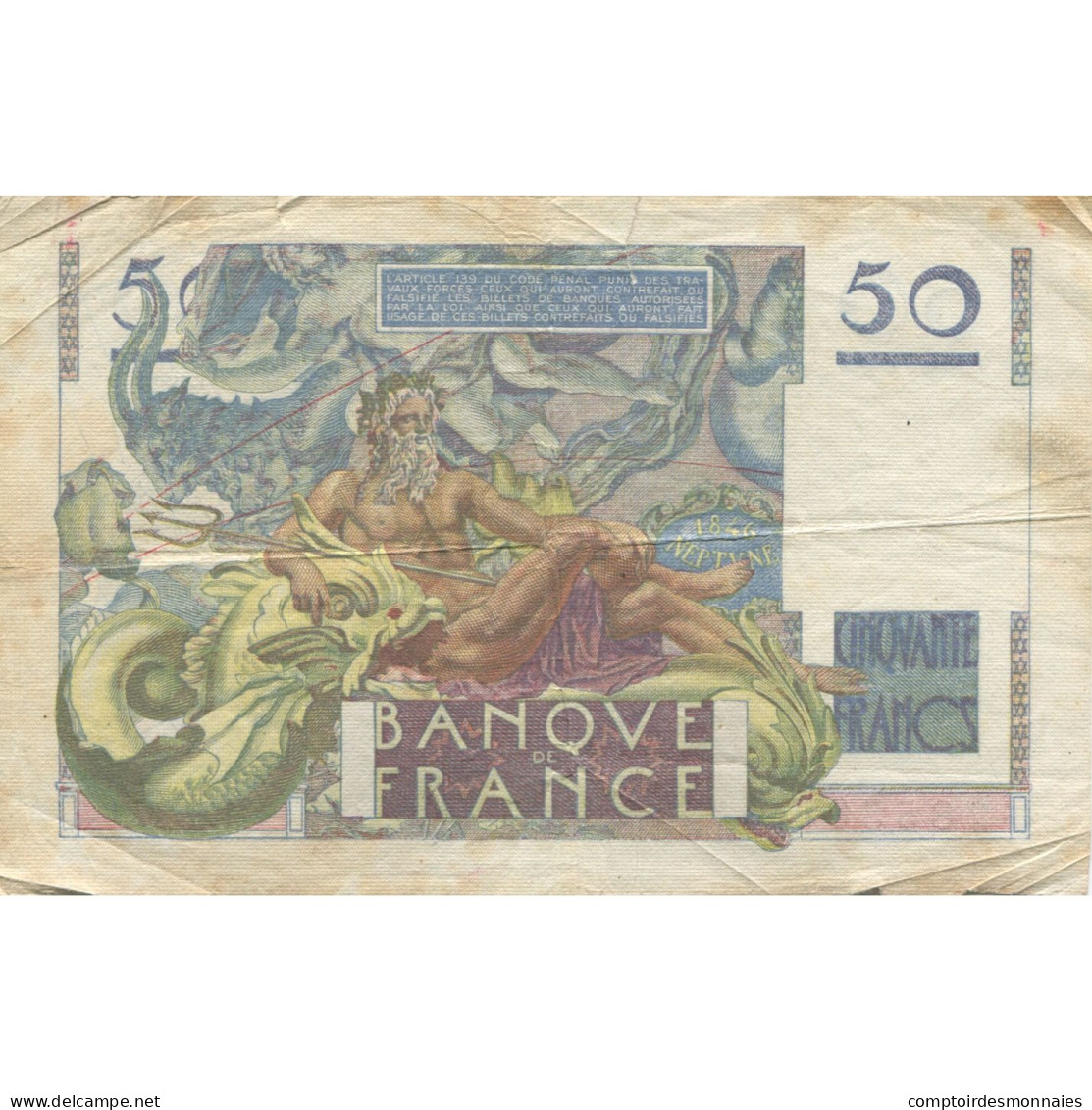 France, 50 Francs, Le Verrier, 1950, 1950-03-02, TB, Fayette:20.14, KM:127b - 50 F 1946-1951 ''Le Verrier''