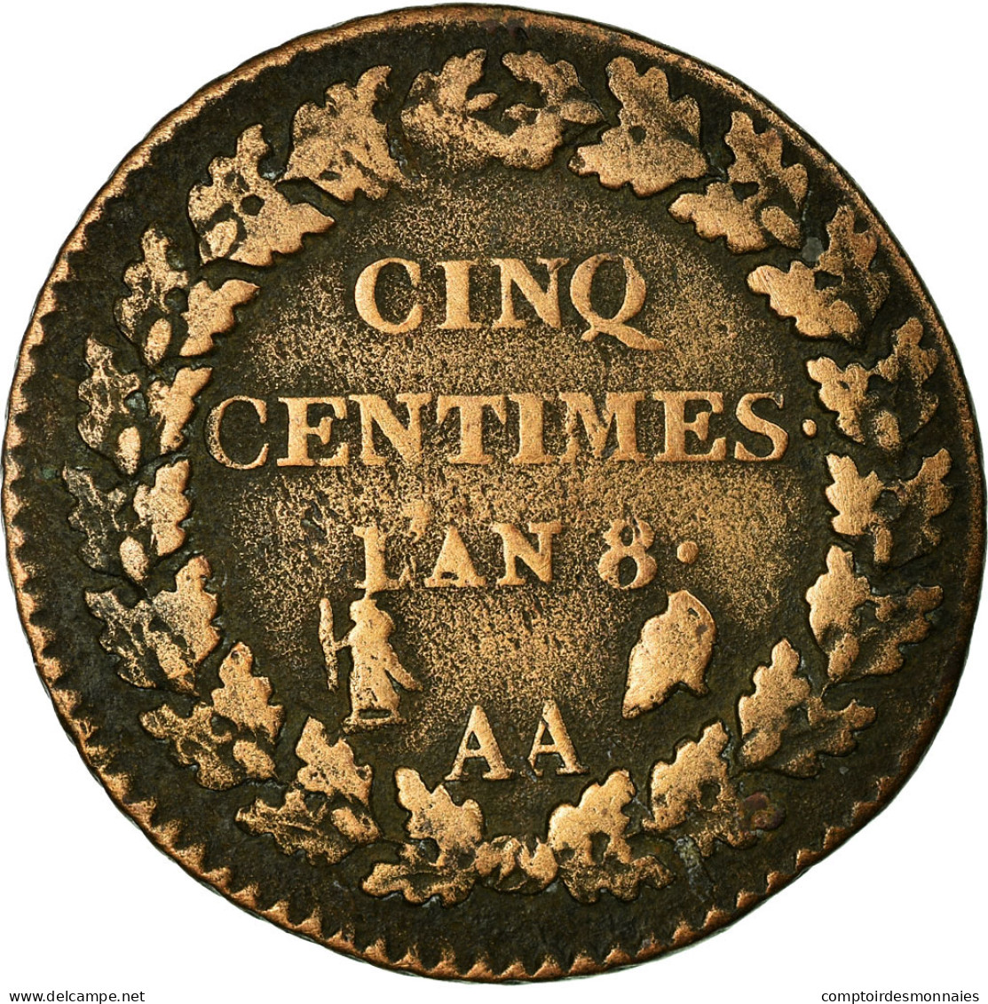 Monnaie, France, Dupré, 5 Centimes, AN 8, Metz, TB+, Bronze, Gadoury:126a - Other & Unclassified