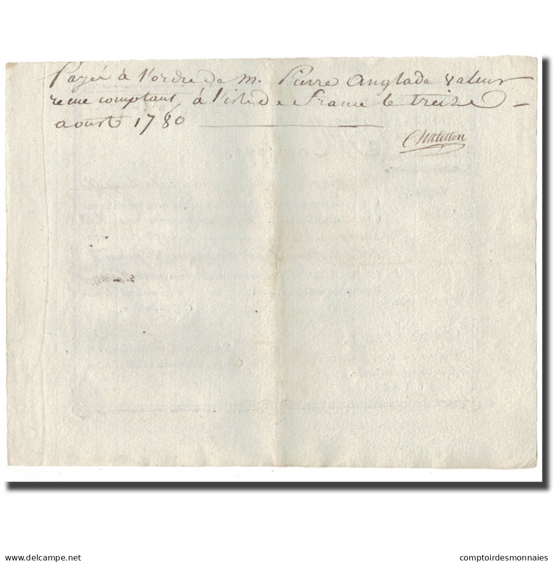 France, Traite, Colonies, Isle De Bourbon, 3000 Livres Tournois, 1780, SUP - ...-1889 Tijdens De XIXde In Omloop