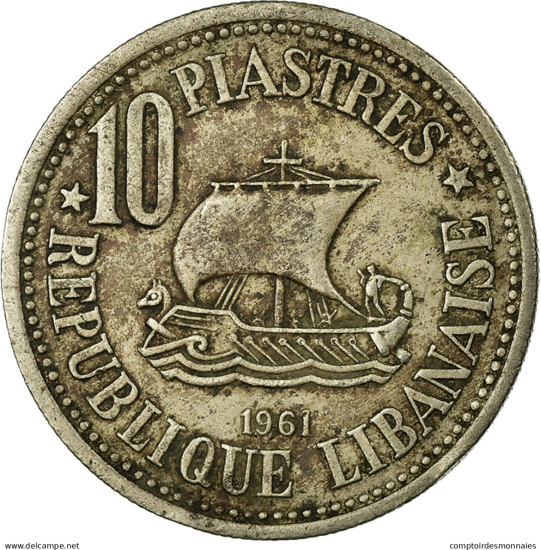 Monnaie, Lebanon, 10 Piastres, 1961, TB, Copper-nickel, KM:24 - Líbano