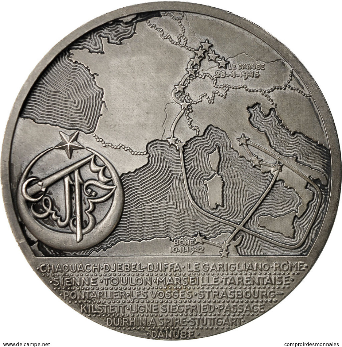 Algeria, Médaille, 3ème Régiment De Tirailleurs Algériens, 1946, Bazor - Andere & Zonder Classificatie
