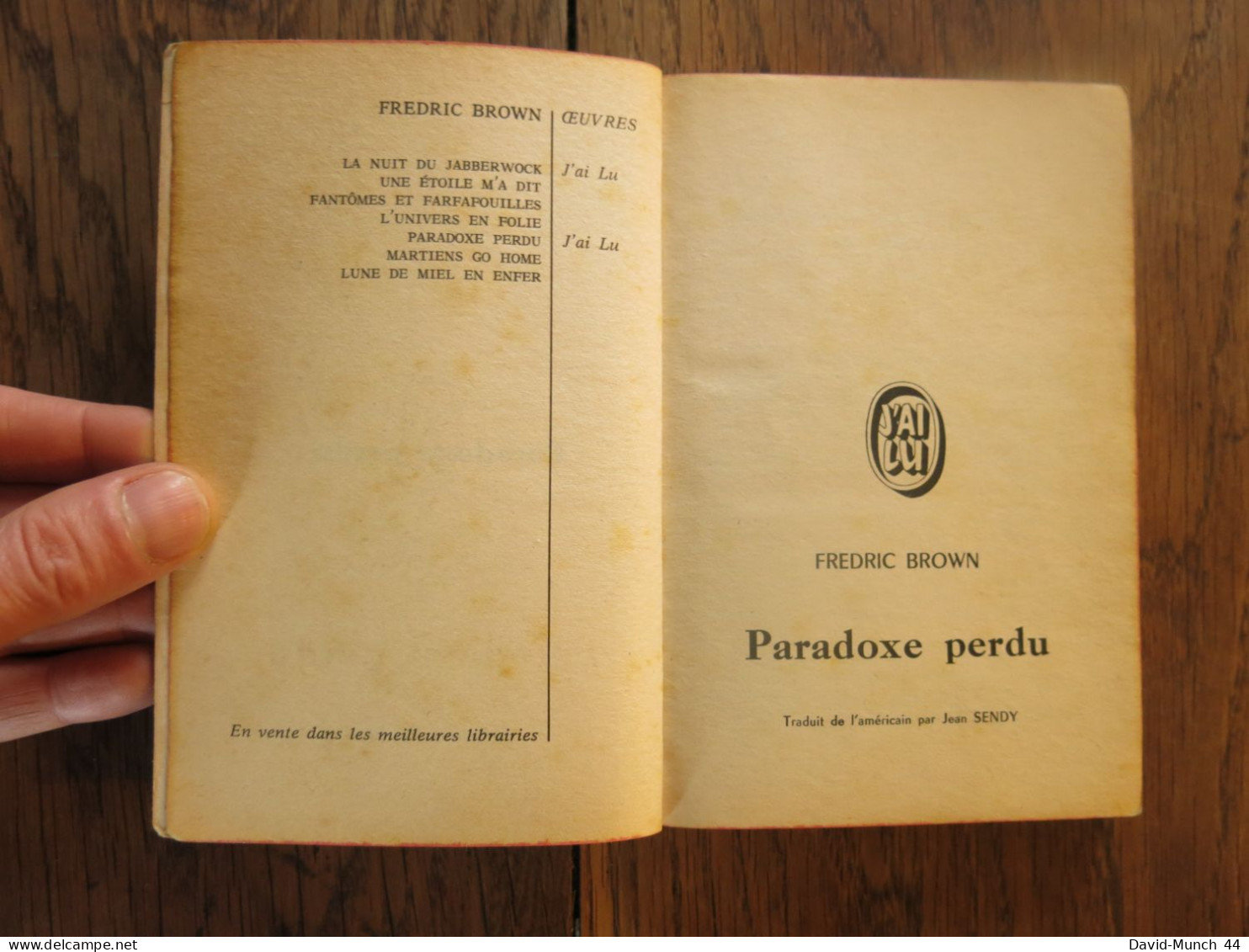 Paradoxe Perdu (Paradox Lost) De Frederic Brown. J'ai Lu. 1977 - J'ai Lu