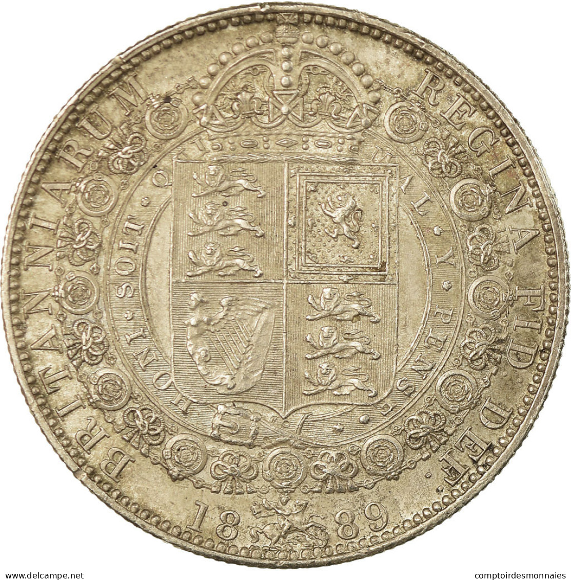 Monnaie, Grande-Bretagne, Victoria, 1/2 Crown, 1889, Londres, TTB+, Argent - K. 1/2 Crown