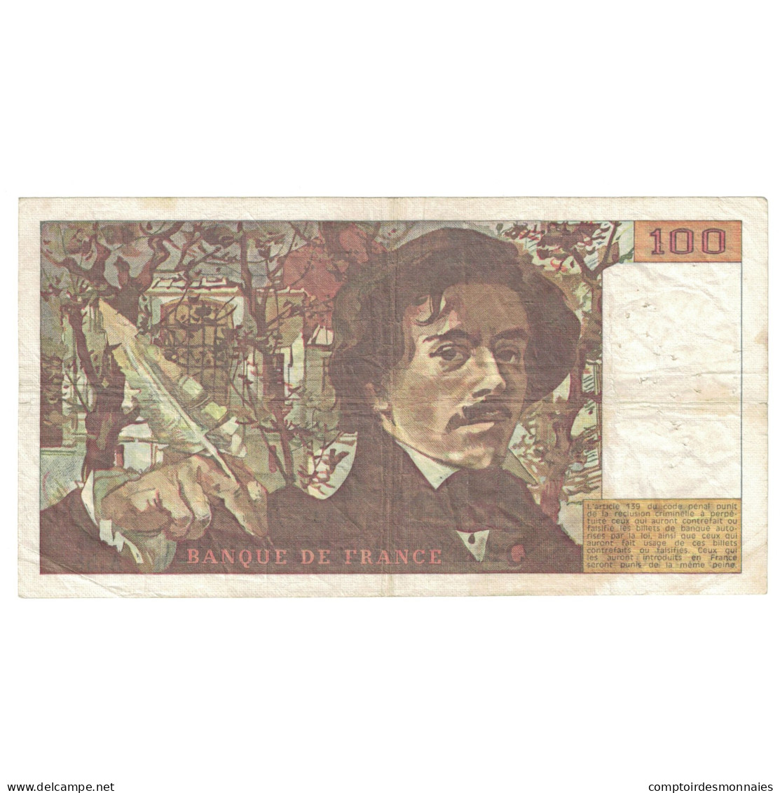 France, 100 Francs, Delacroix, 1982, TB, Fayette:69.06, KM:154b - 100 F 1978-1995 ''Delacroix''