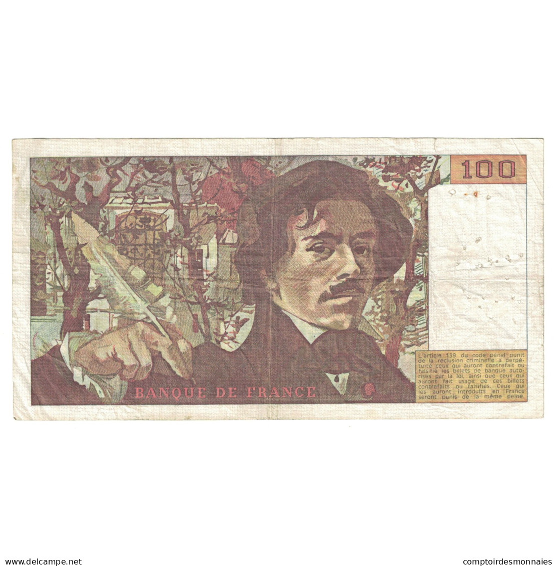 France, 100 Francs, Delacroix, 1980, 1980, TB, Fayette:69.04a, KM:154b - 100 F 1978-1995 ''Delacroix''