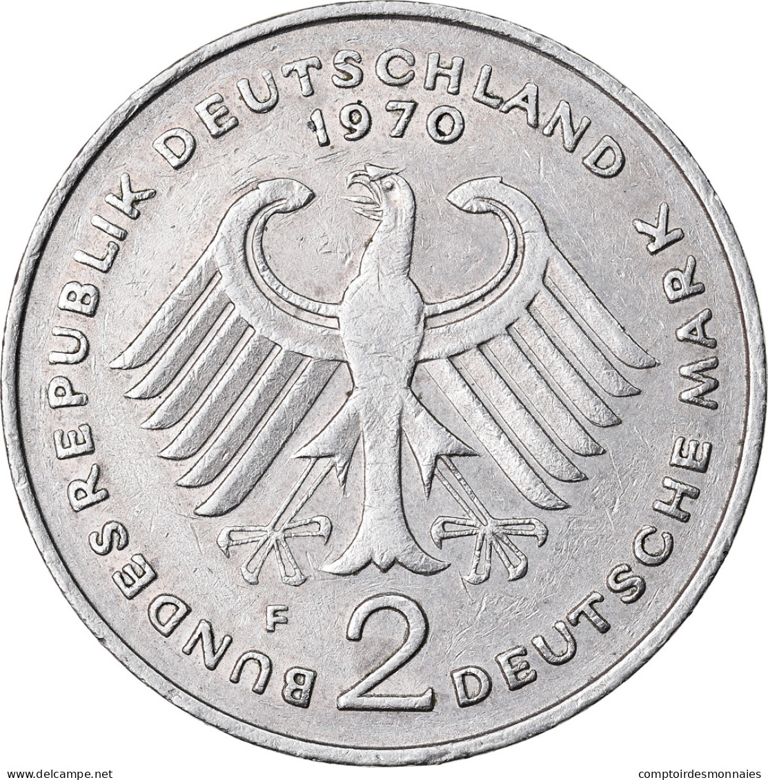 Monnaie, République Fédérale Allemande, 2 Mark, 1970, Stuttgart, TTB - 2 Marcos