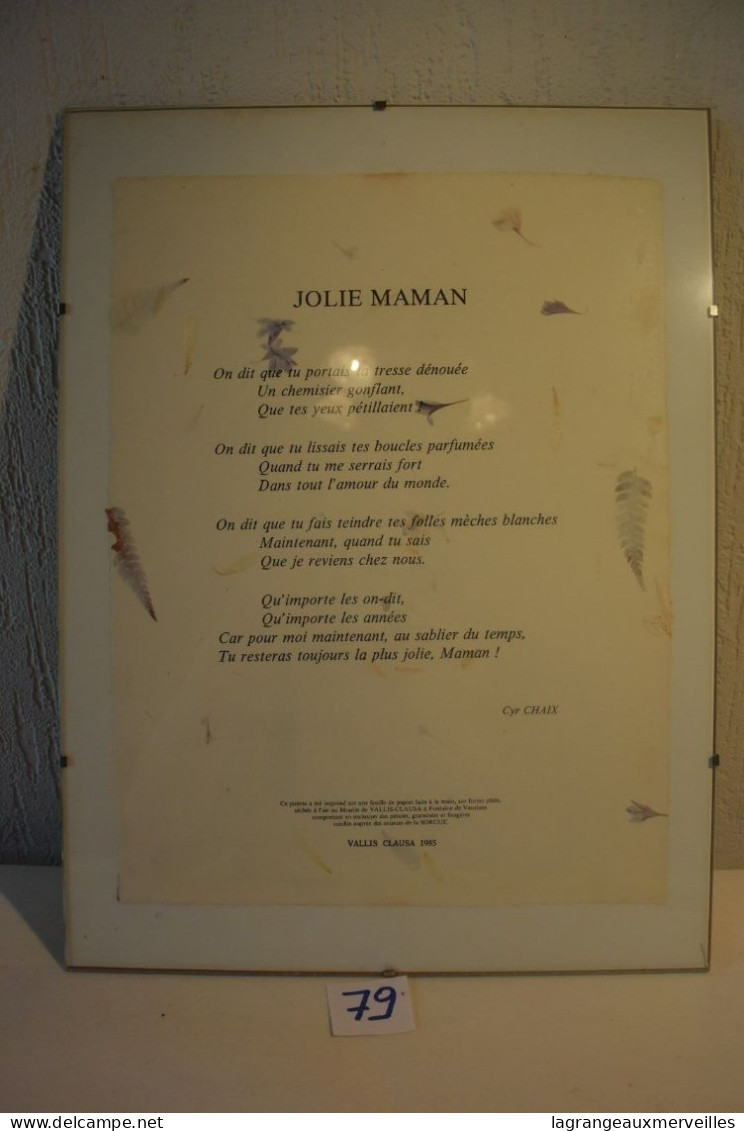 C79 Ancien Poème Jolie Maman Vaucluse Sorgue 1985 - Manuscrits