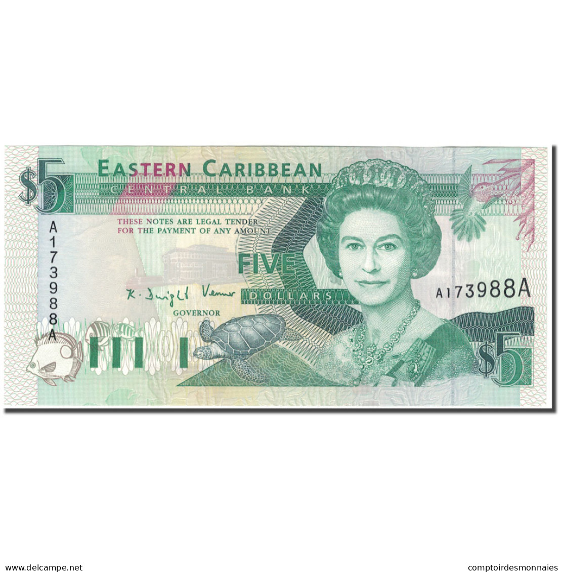 Billet, Etats Des Caraibes Orientales, 5 Dollars, KM:26a, NEUF - East Carribeans