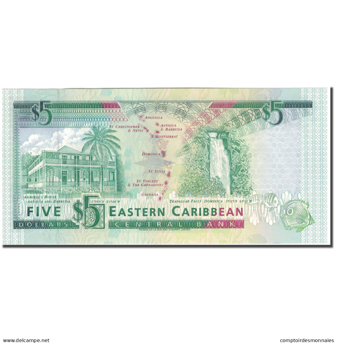 Billet, Etats Des Caraibes Orientales, 5 Dollars, KM:26a, NEUF - Oostelijke Caraïben