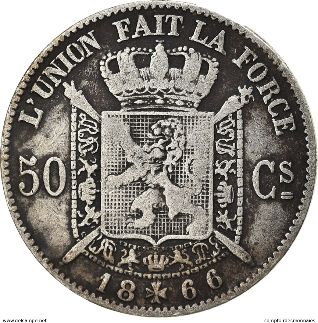 Monnaie, Belgique, Leopold II, 50 Centimes, 1866, TTB, Argent, KM:26 - 50 Cent