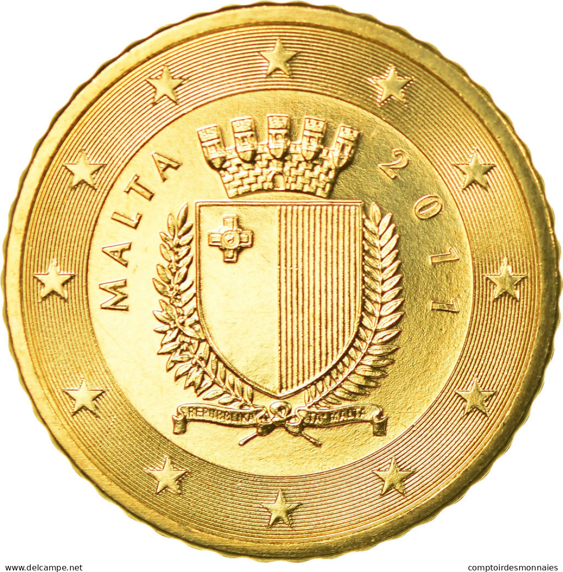 Malte, 50 Euro Cent, 2011, SPL, Laiton, KM:130 - Malte