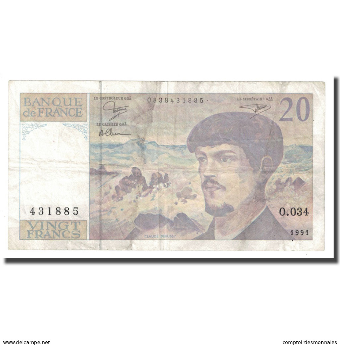 France, 20 Francs, Debussy, 1991, TB, Fayette:66Bis.2, KM:151e - 20 F 1980-1997 ''Debussy''