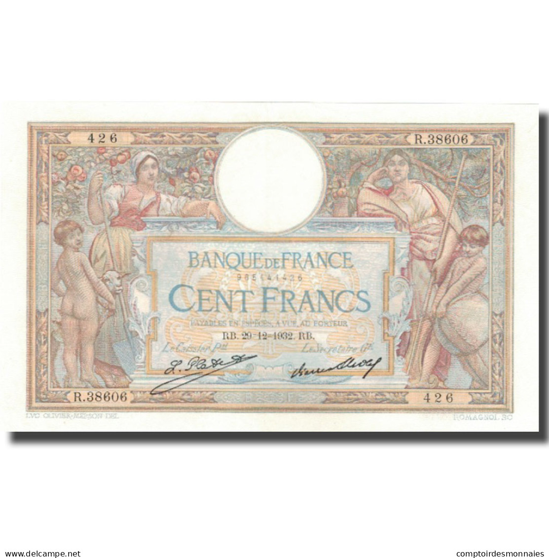 France, 100 Francs, Luc Olivier Merson, 1932, 1932-12-29, SPL, Fayette:24.11 - 100 F 1908-1939 ''Luc Olivier Merson''