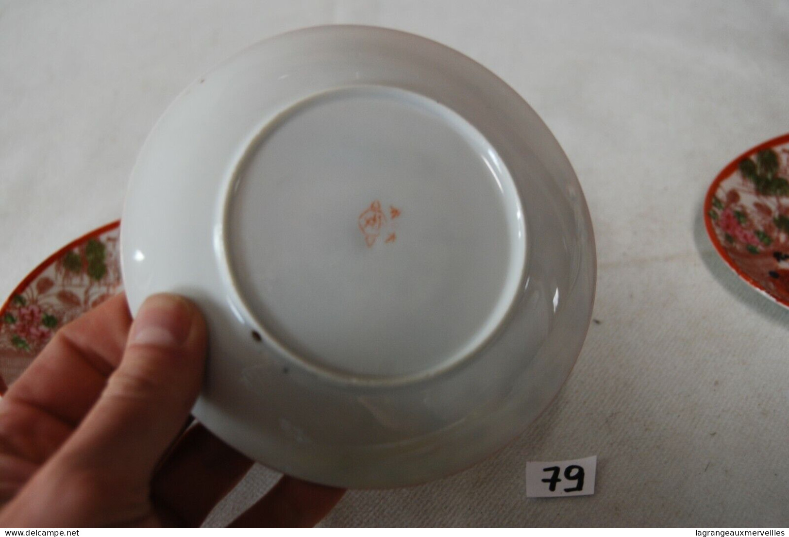 C79 3 Sous Tasses Orientale - Asian Ceramic - Sonstige & Ohne Zuordnung