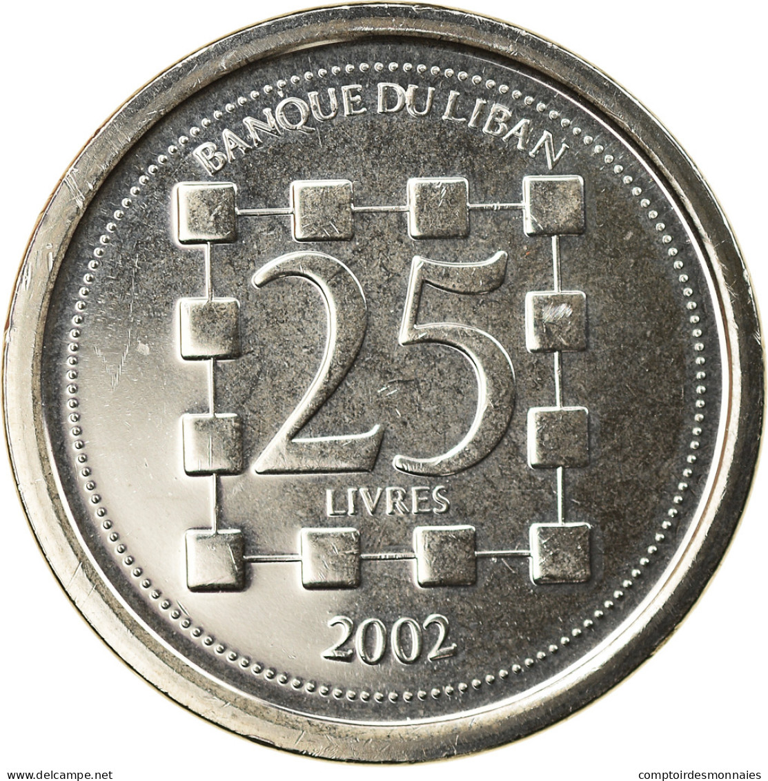 Monnaie, Lebanon, 25 Livres, 2002, SPL, Nickel Plated Steel, KM:40 - Líbano