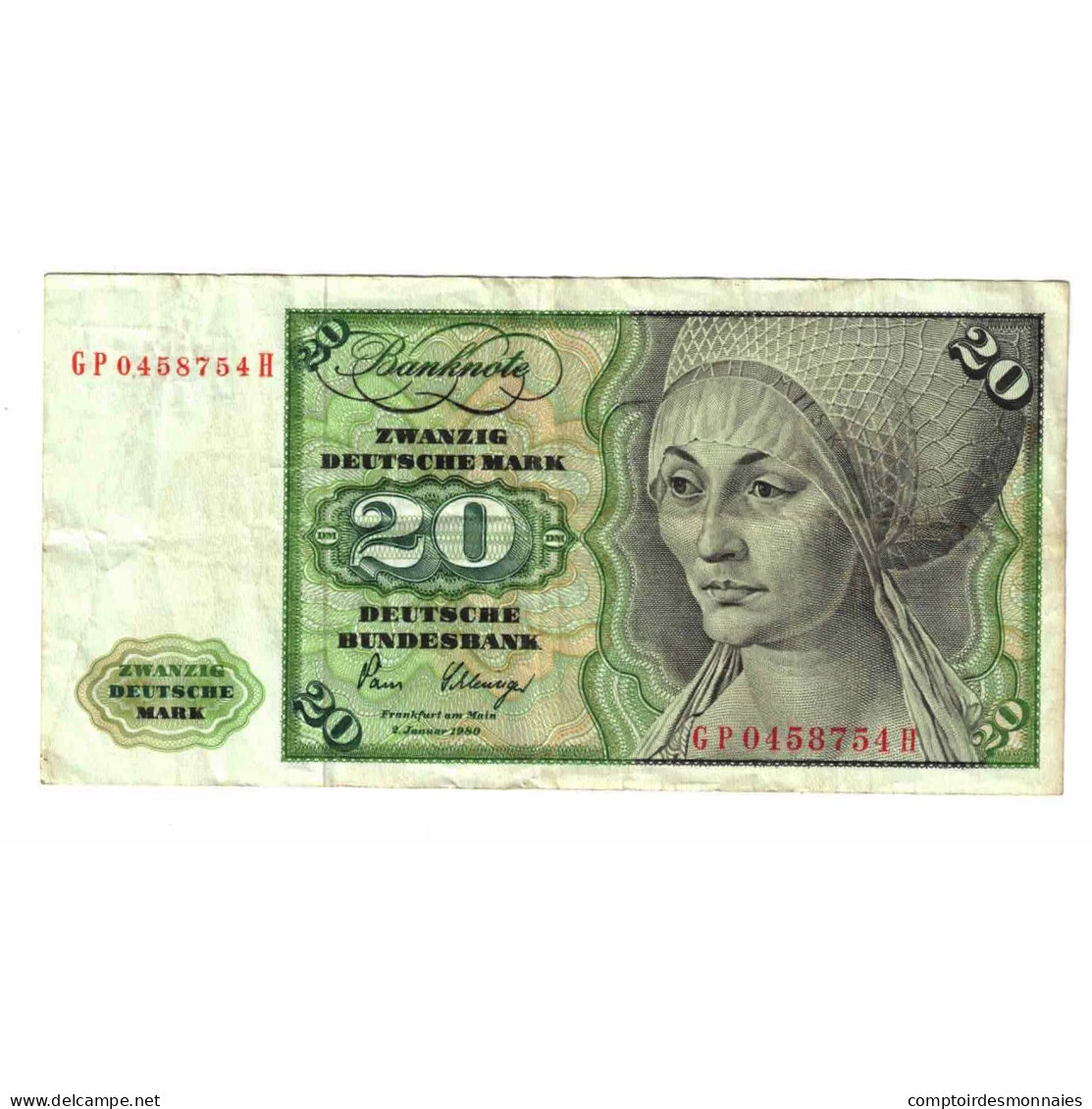 Billet, République Fédérale Allemande, 20 Deutsche Mark, 1980, 1980-01-02 - 20 Deutsche Mark