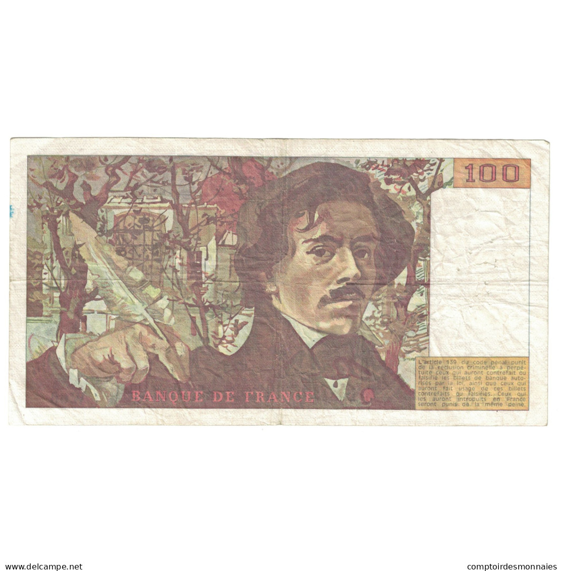 France, 100 Francs, Delacroix, 1983, TB, Fayette:69.07, KM:154b - 100 F 1978-1995 ''Delacroix''