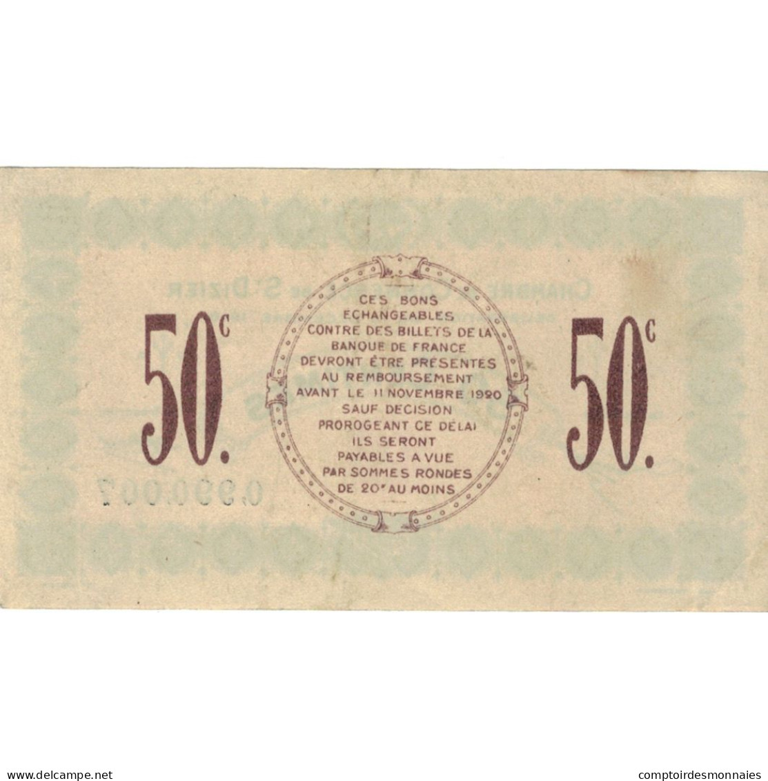 France, Saint-Dizier, 50 Centimes, 1916, SUP, Pirot:113-11 - Handelskammer