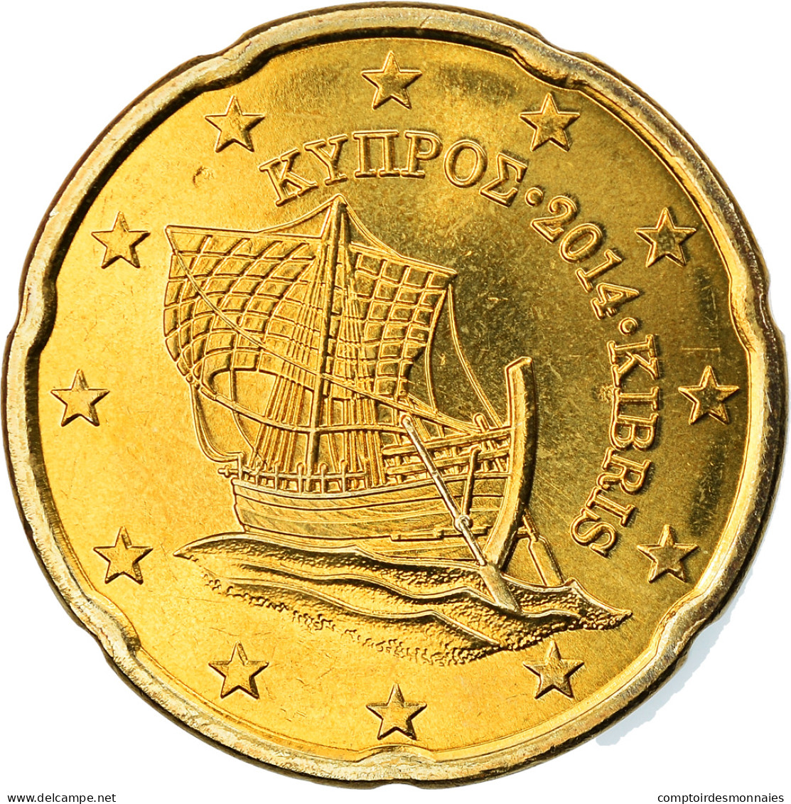 Chypre, 20 Euro Cent, 2014, SPL, Laiton, KM:New - Chipre