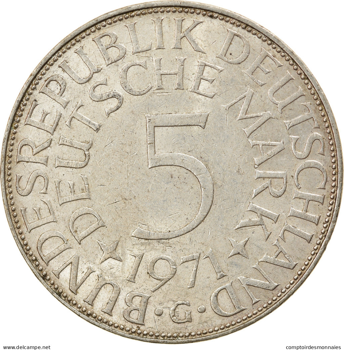 Monnaie, République Fédérale Allemande, 5 Mark, 1971, Karlsruhe, TTB, Argent - 5 Mark