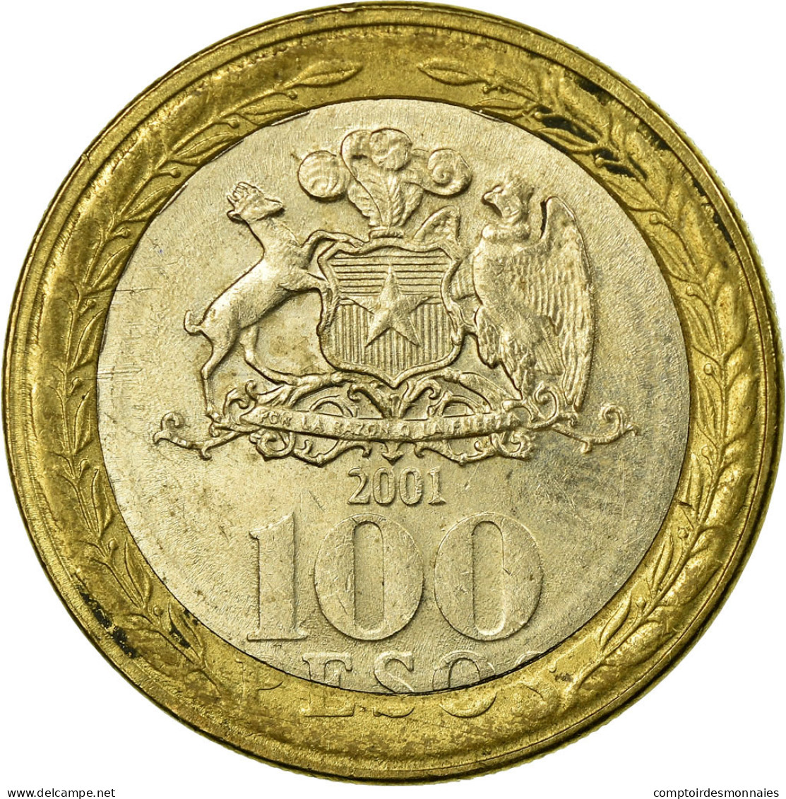 Monnaie, Chile, 100 Pesos, 2001, Santiago, TB+, Bi-Metallic, KM:236 - Chili