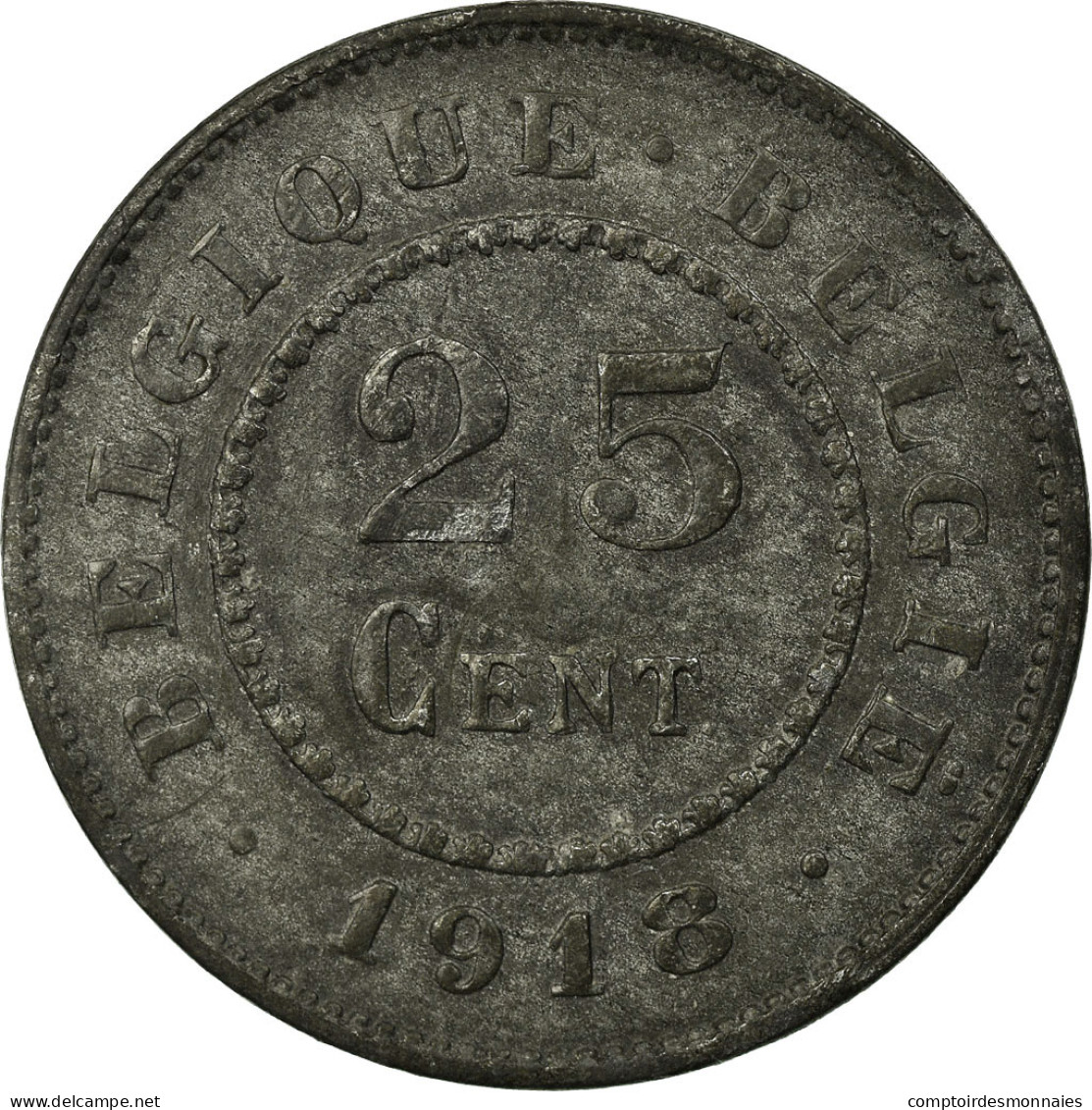 Monnaie, Belgique, 25 Centimes, 1918, TTB, Zinc, KM:82 - 25 Cents