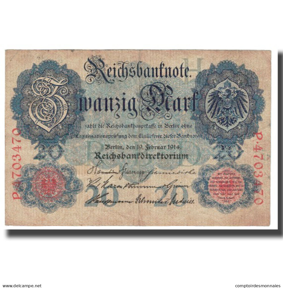 Billet, Allemagne, 20 Mark, 1914, 1914-02-19, KM:46b, TTB - 20 Mark