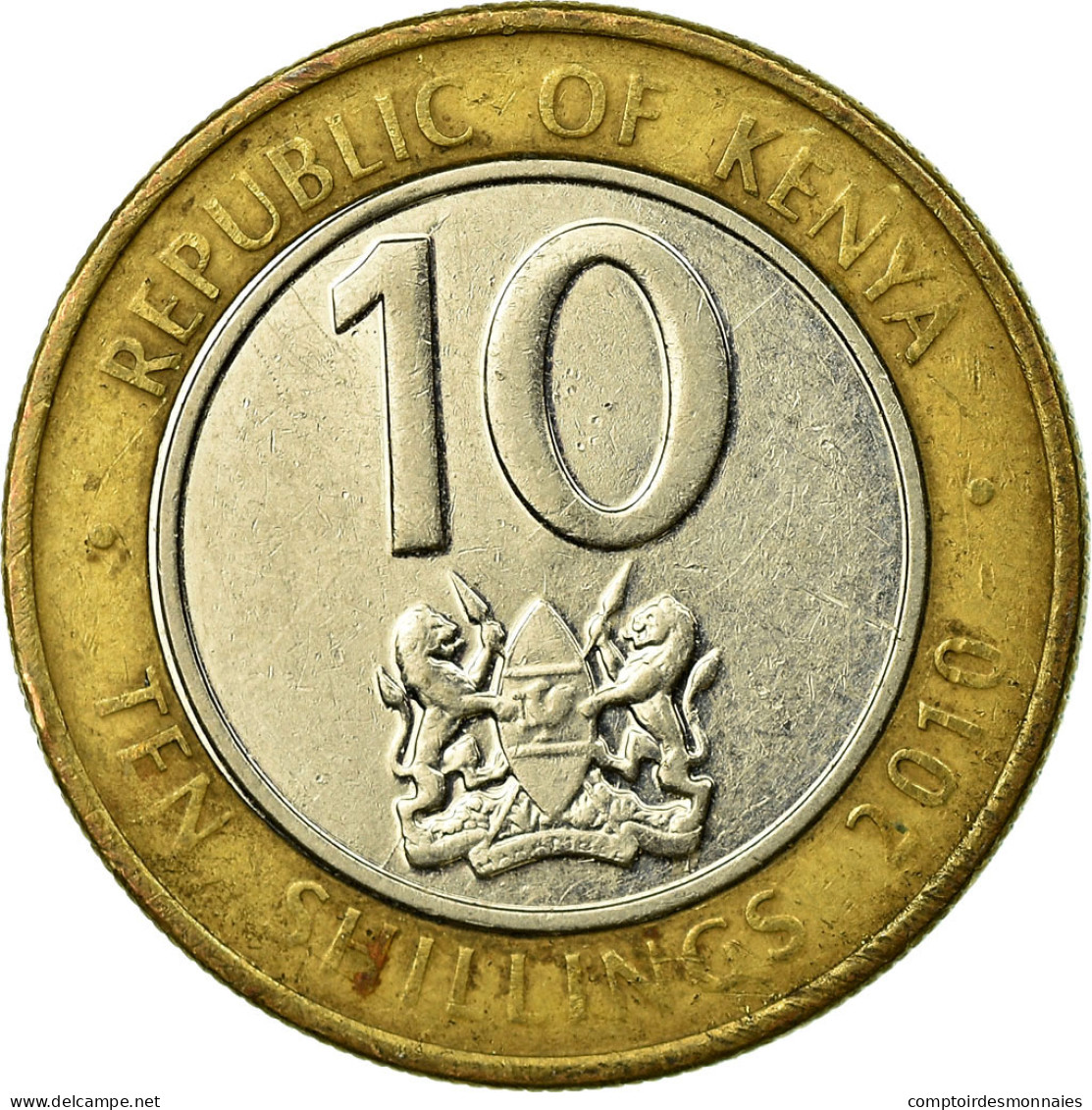 Monnaie, Kenya, 10 Shillings, 2010, TB+, Bi-Metallic, KM:35.2 - Kenia