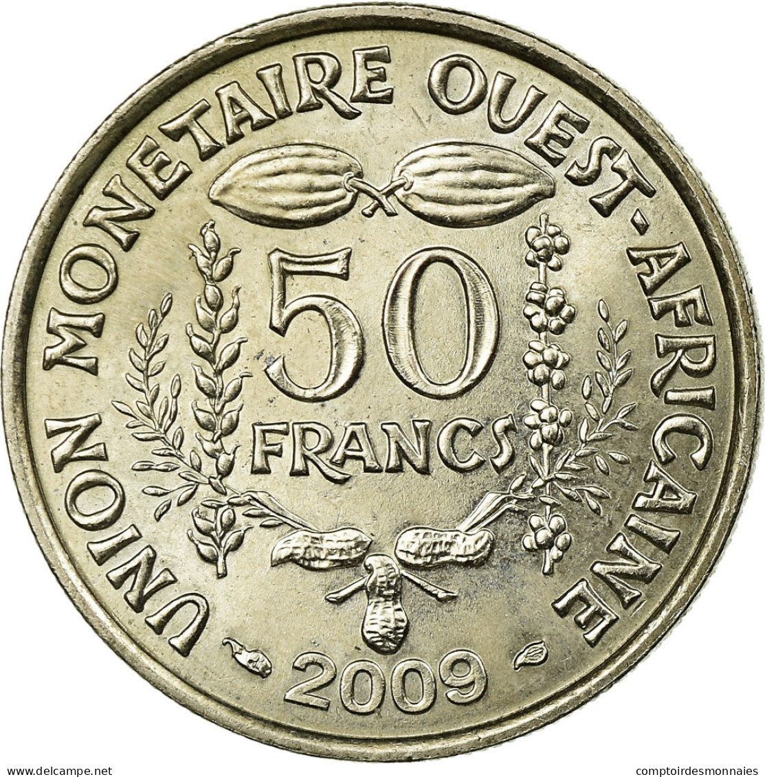 Monnaie, West African States, 50 Francs, 2009, TTB, Copper-nickel, KM:6 - Elfenbeinküste