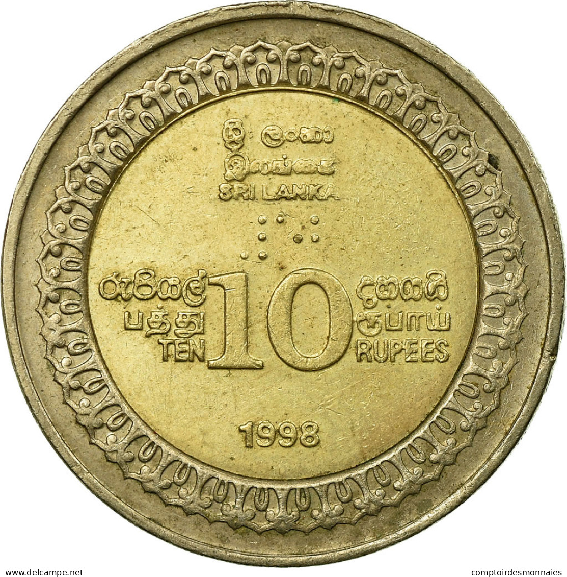 Monnaie, Sri Lanka, 10 Rupees, 1998, British Royal Mint, TTB, Bi-Metallic - Sri Lanka (Ceylon)