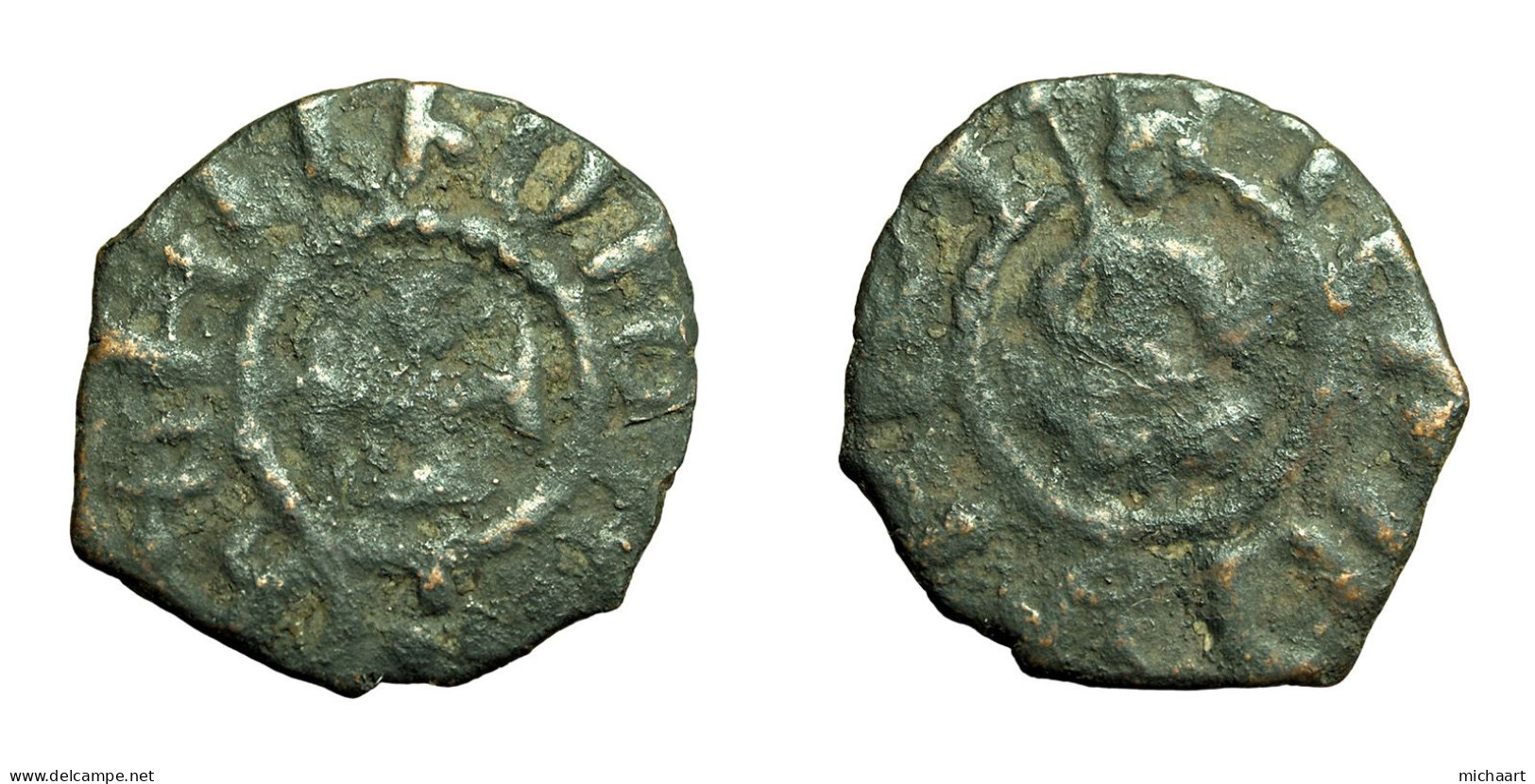 Cilician Armenia Medieval Coin Uncertain Hetoum II 20mm King / Cross 04379 - Armenien