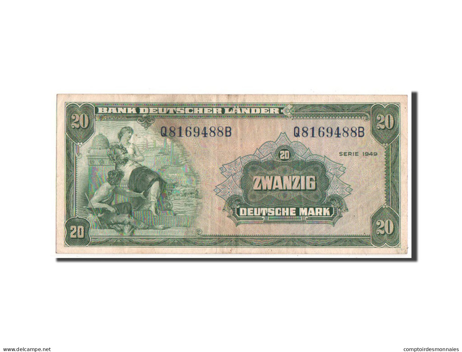 Billet, République Fédérale Allemande, 20 Deutsche Mark, 1949, TTB+ - 20 Deutsche Mark