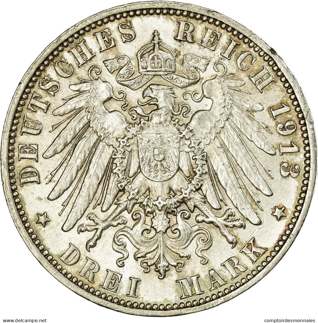 Monnaie, Etats Allemands, SAXONY-ALBERTINE, Friedrich August III, 3 Mark, 1913 - Taler En Doppeltaler