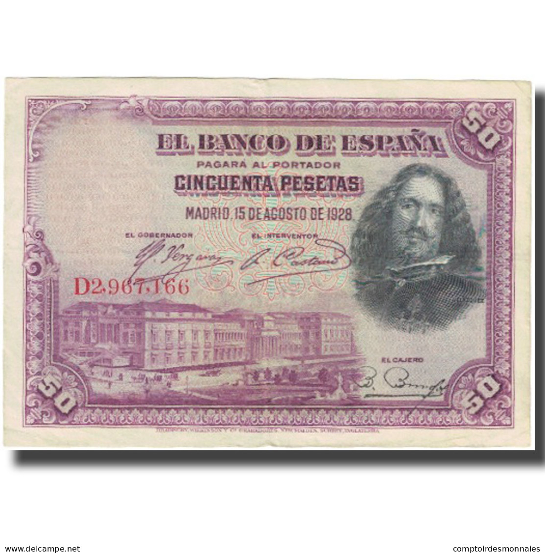 Billet, Espagne, 50 Pesetas, 1928, 1928-08-15, KM:75a, TTB - 50 Peseten