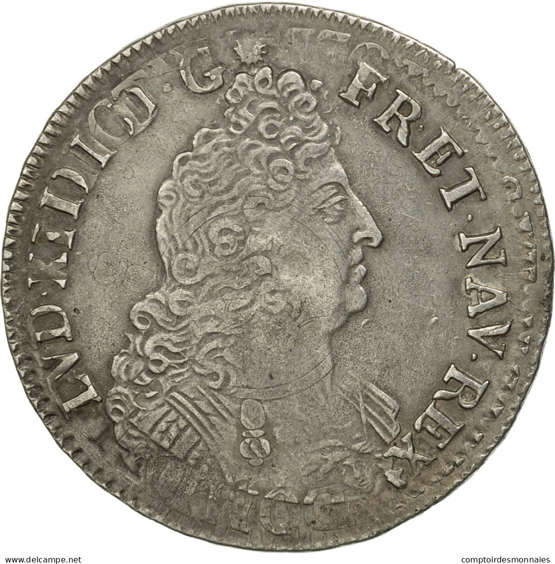 France, Louis XIV, 1/2 écu Aux 8L, 2ème Type, 1704, Rouen, Réformé, Argent, TTB - 1643-1715 Louis XIV The Great