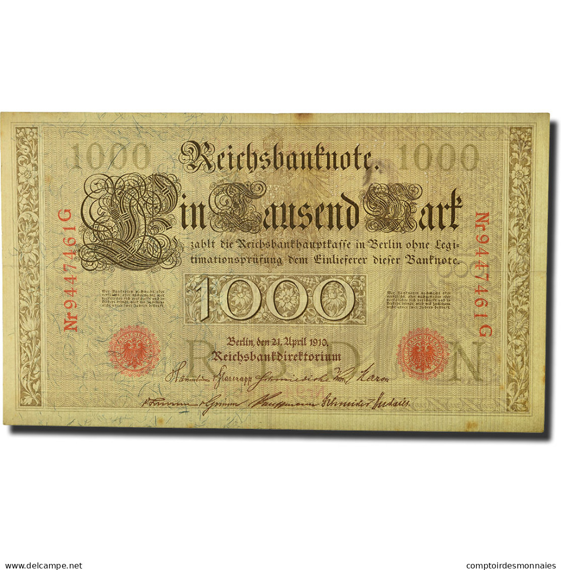 Billet, Allemagne, 1000 Mark, 1910, 1910-04-21, KM:44b, TTB - 1000 Mark