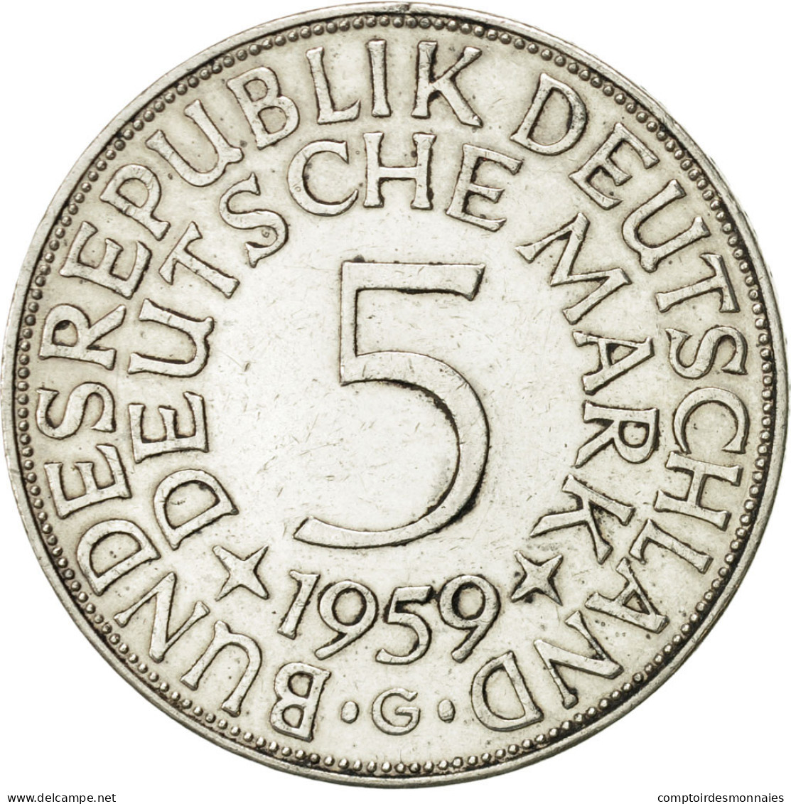 Monnaie, République Fédérale Allemande, 5 Mark, 1959, Karlsruhe, SUP, Argent - 5 Mark