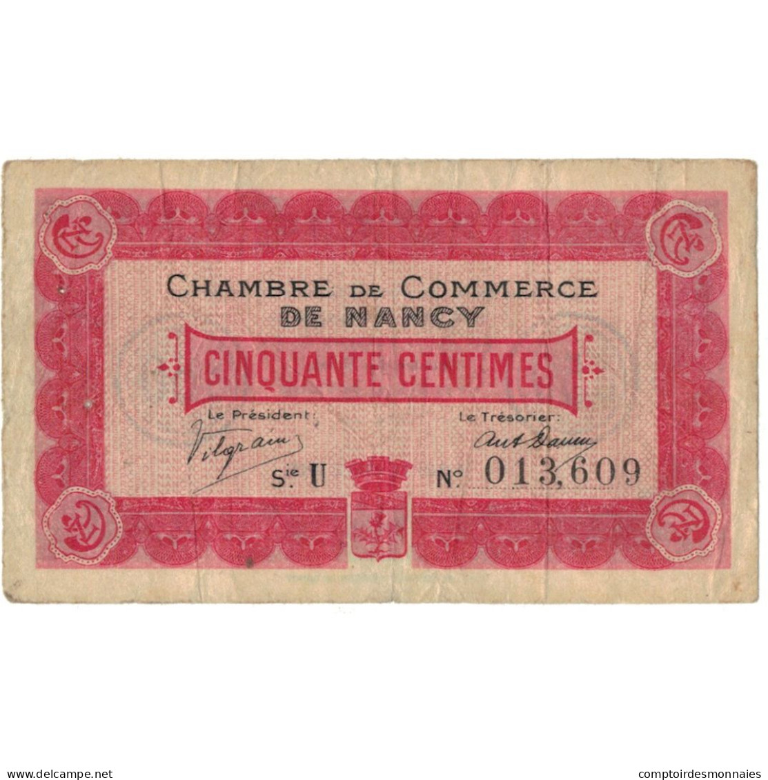 France, Nancy, 50 Centimes, 1920, TB, Pirot:87-1 - Chambre De Commerce