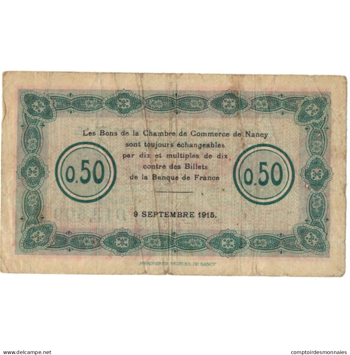 France, Nancy, 50 Centimes, 1920, TB, Pirot:87-1 - Chambre De Commerce
