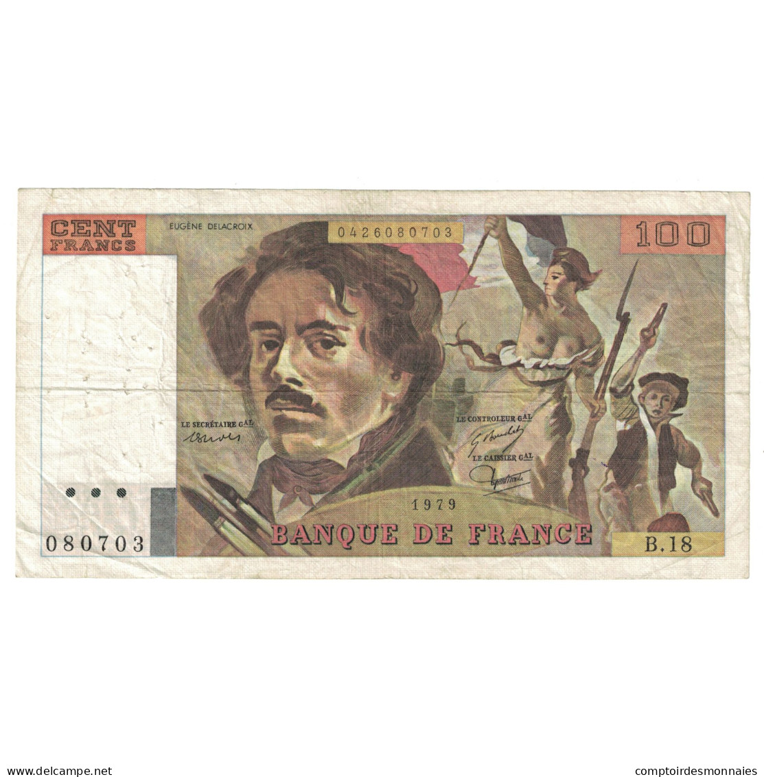 France, 100 Francs, Delacroix, 1979, TB+, Fayette:69.02C, KM:154a - 100 F 1978-1995 ''Delacroix''