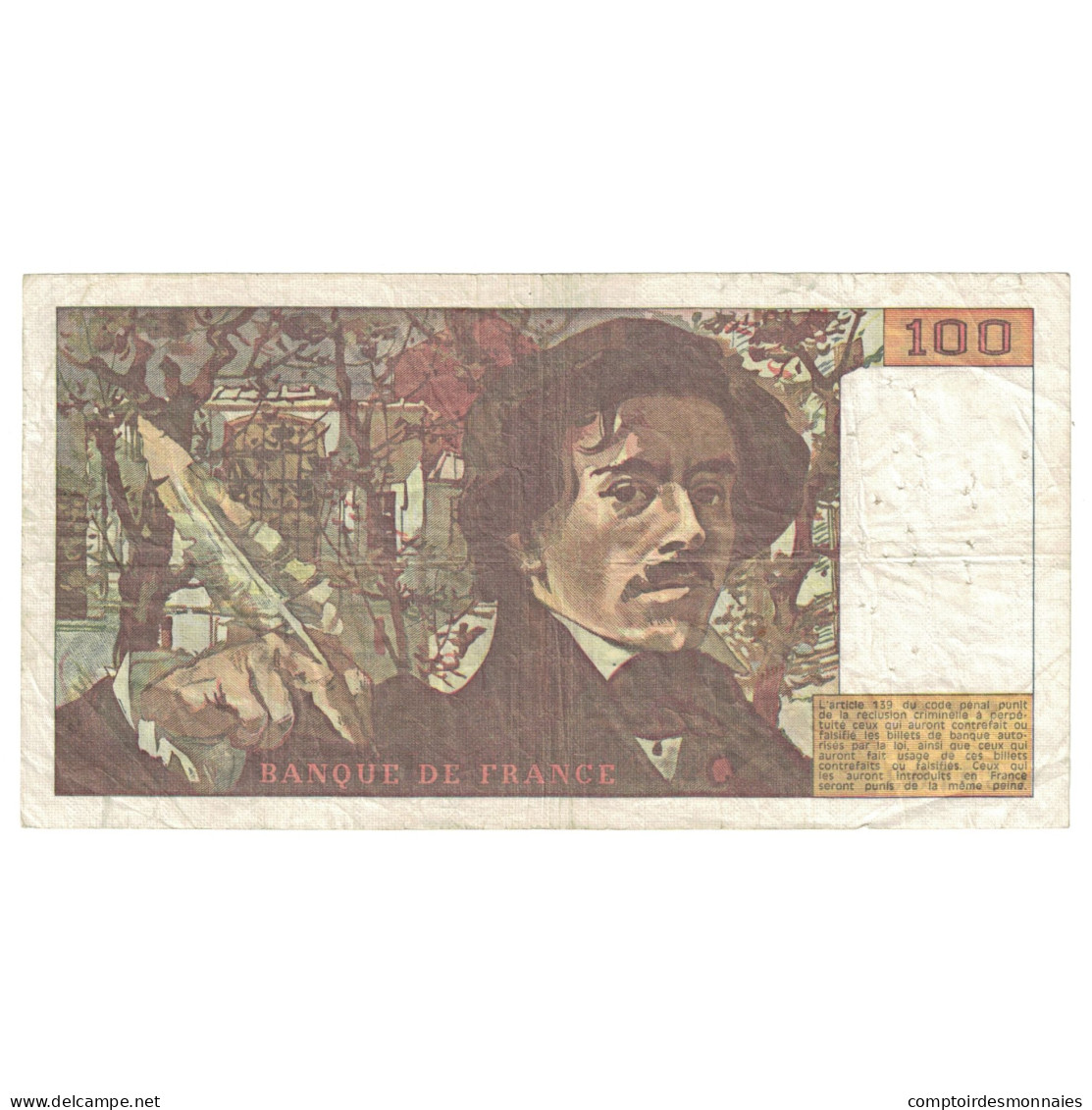 France, 100 Francs, Delacroix, 1979, TB+, Fayette:69.02C, KM:154a - 100 F 1978-1995 ''Delacroix''