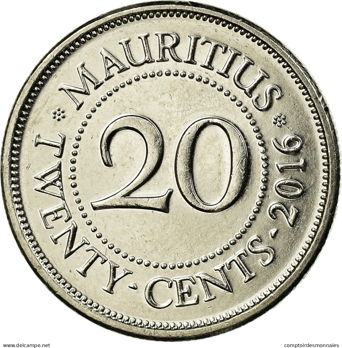 Monnaie, Mauritius, 20 Cents, 2016, TTB, Nickel Plated Steel - Maurice