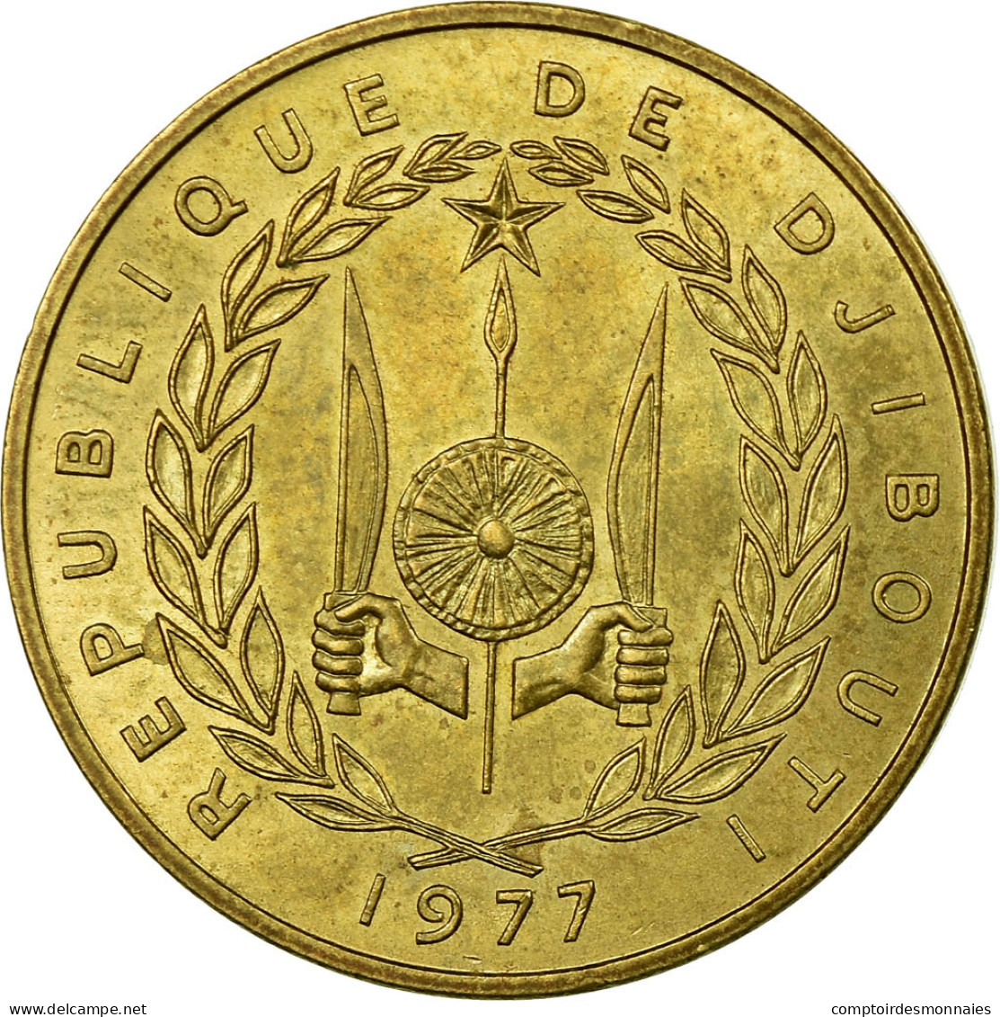 Monnaie, Djibouti, 20 Francs, 1977, Paris, TB+, Aluminum-Bronze, KM:24 - Dschibuti