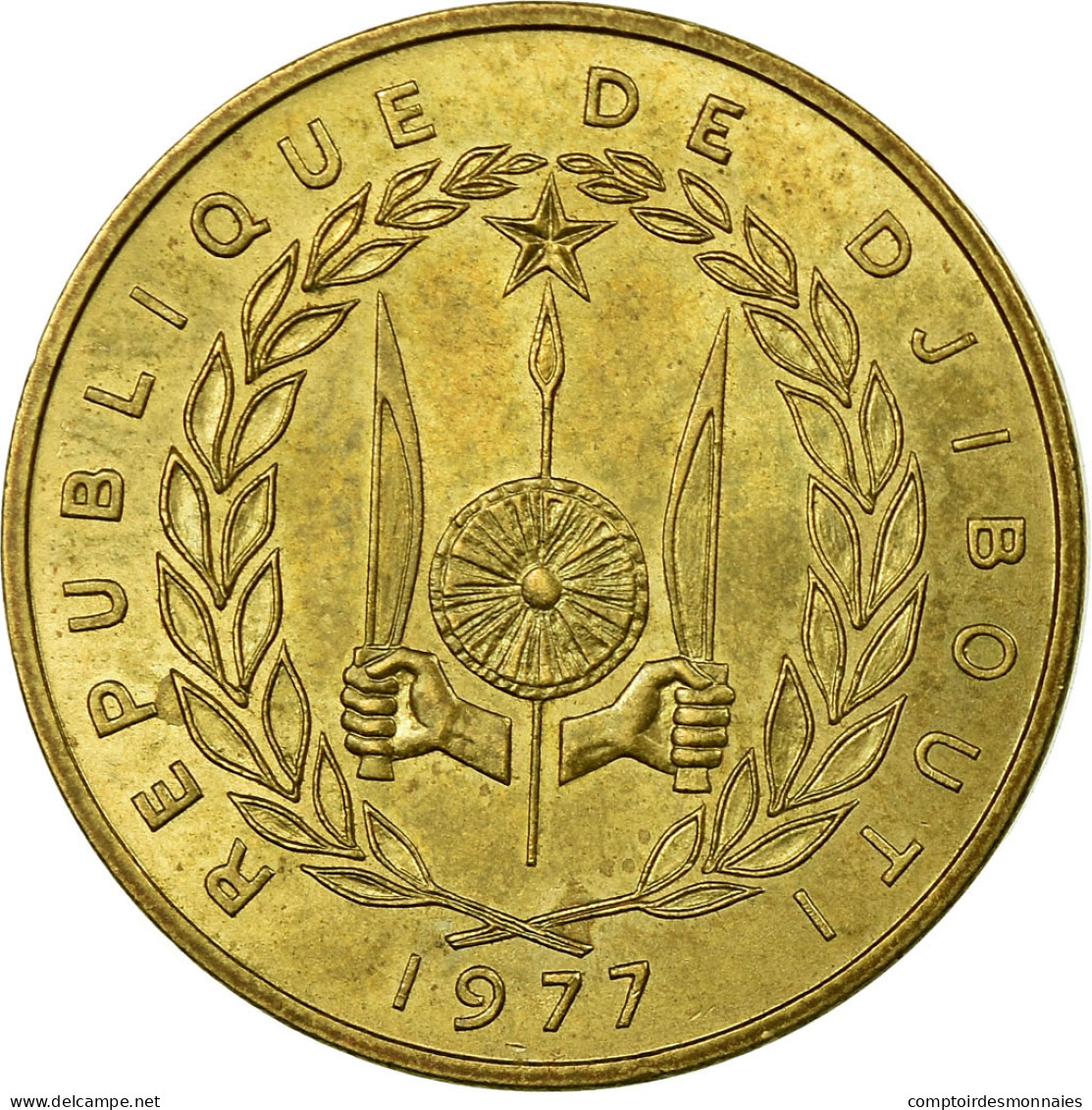 Monnaie, Djibouti, 20 Francs, 1977, Paris, TB+, Aluminum-Bronze, KM:24 - Djibouti