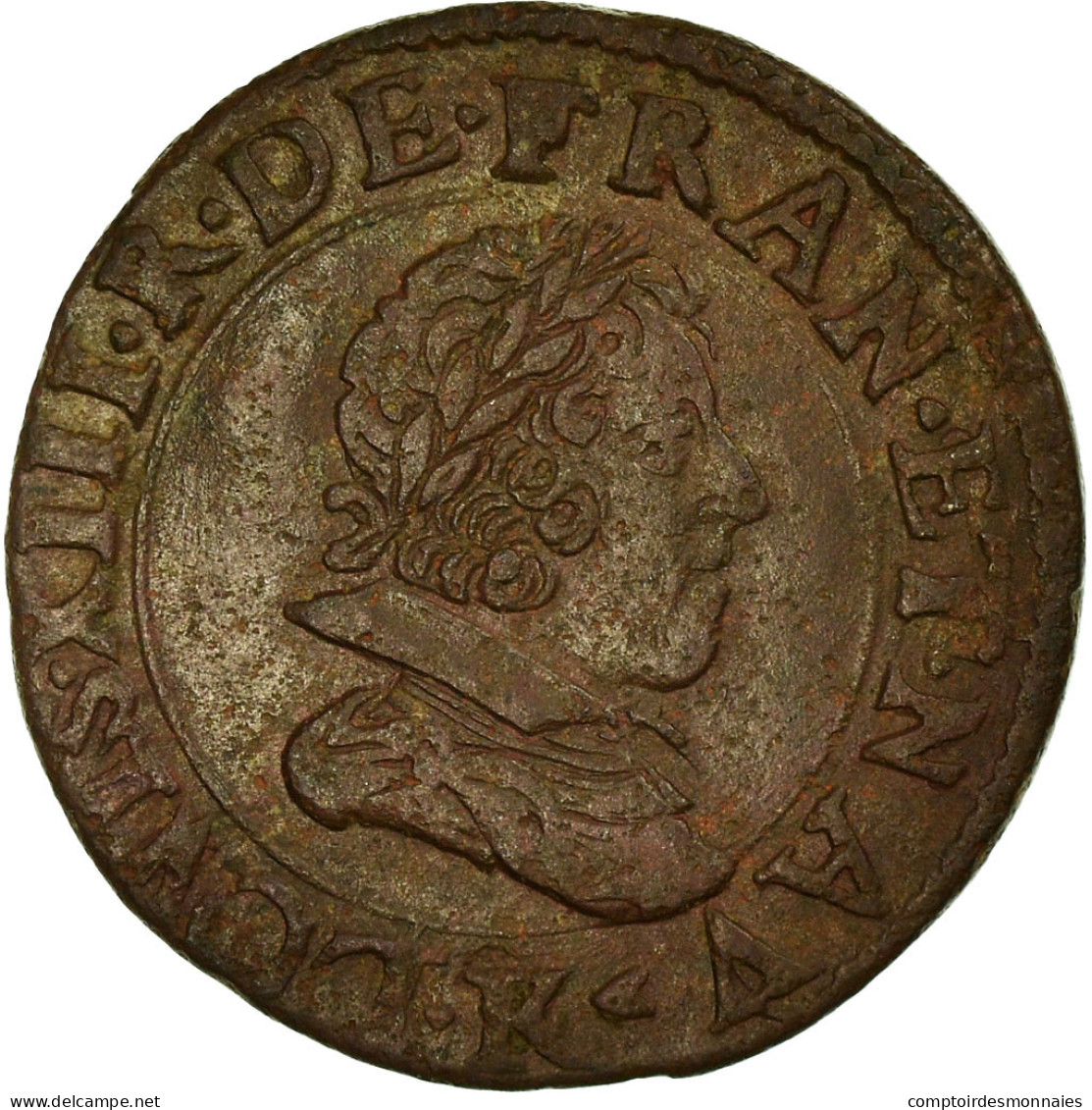 Monnaie, France, Louis XIII, Double Tournois, Buste Juvénile, 1627, Bordeaux - 1610-1643 Louis XIII The Just