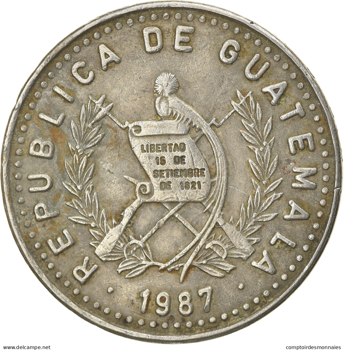 Monnaie, Guatemala, 25 Centavos, 1987, TTB, Copper-nickel, KM:278.5 - Guatemala